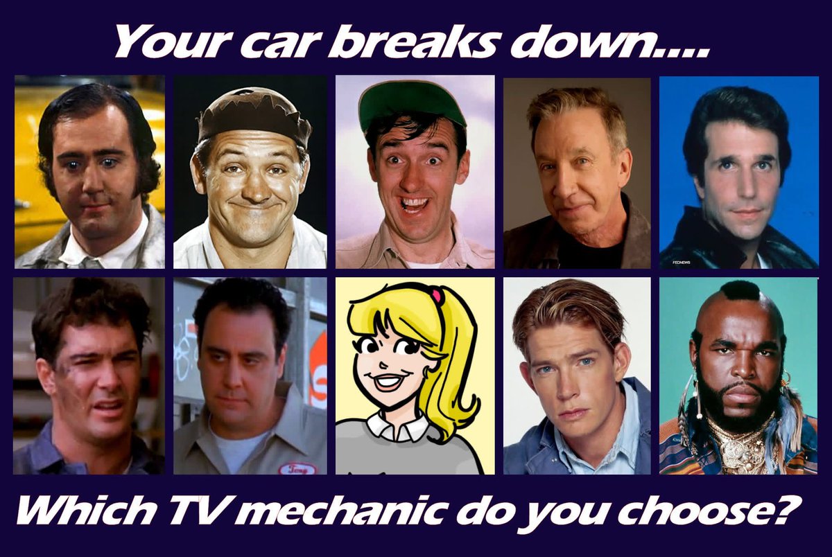 Your car breaks down.. Which mechanic do you call? <a href="/hwinkler4real/">Henry Winkler</a>