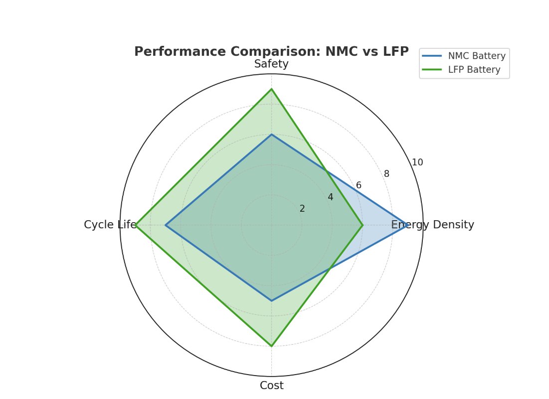 AnneFirstPower's tweet image. NMC vs LFP Batteries
 NMC: High energy density → long-range EVs, drones, laptops. Trade-off: cost &amp;amp; safety.
LFP: Safer, longer life, cost-effective → buses, fleets, storage. Trade-off: lower density.We’ve been in lithium batteries for 10+ years.👉 Custom NMC &amp;amp; LFP solutions.