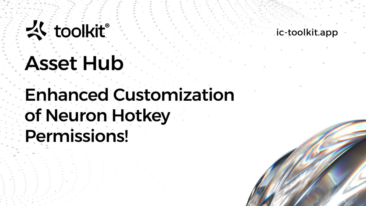 ic_toolkit's tweet image. Want to do more with your Neuron Hotkey, $ICP?
With Toolkit, Enhanced Hotkey Permissions enable a full range of customization!
Split your Neuron, Disburse, Stake Maturity, and more!