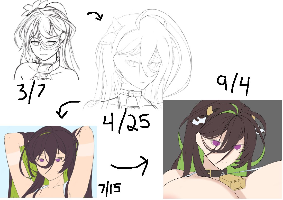 Been feeling really really low energy today, but I wanted to share this because of how shocking it is to me. I've tried drawing her many times over the last 6 months. It's not done yet but the fact that there is THIS MUCH visible difference... is so crazy to me.