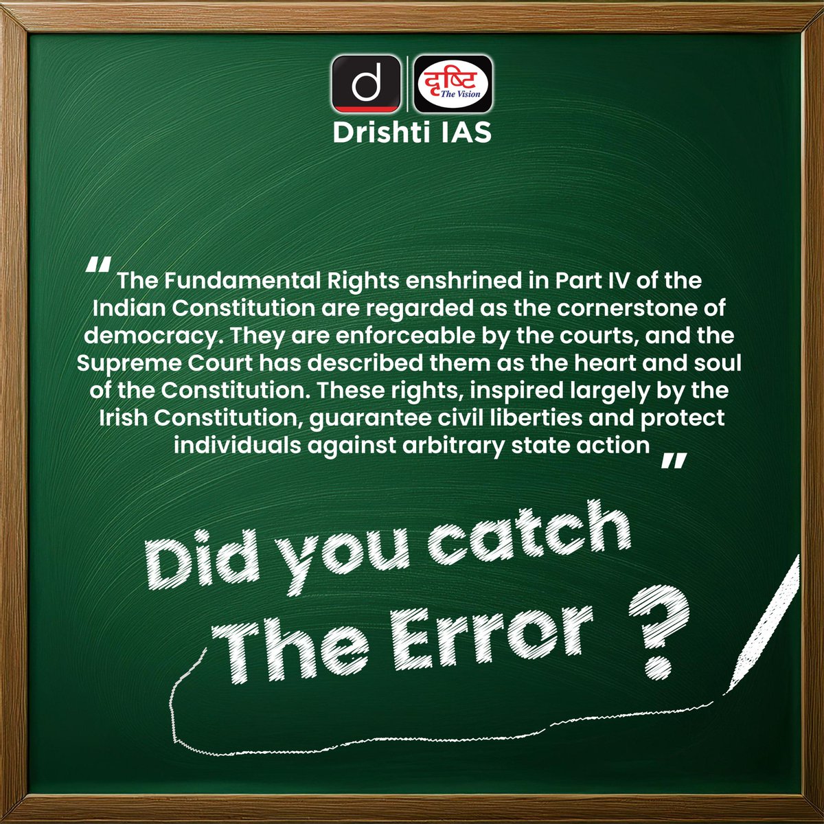 drishtiiaseng's tweet photo. If you spotted the mistake… it means your teacher’s lessons are always with you.
Happy Teachers’ Day!
#HappyTeachersDay #FundamentalRights #IndianConstitution #TeachersDay2025 #Teacher #Teachers #TeachersDay #ThankyouTeacher #FindTheError #GratefulForTeachers #DrishtiIAS #DrishtiIASEnglish