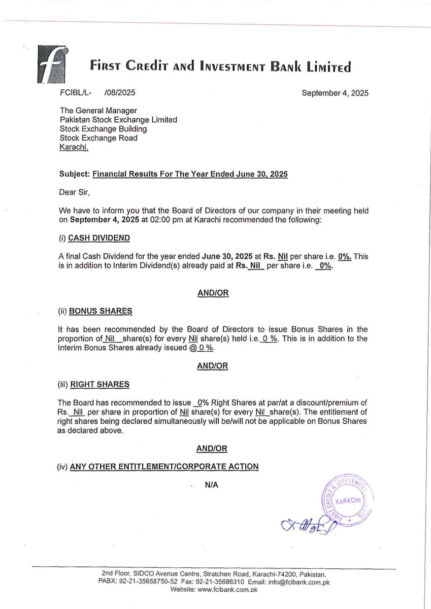 ChasePSXNotices's tweet photo. FCIBL - Financial Results for the Year Ended 2025-06-30
#PSX #Stock #News #FCIBL #FinancialResults https://t.co/MSEXdiku0y