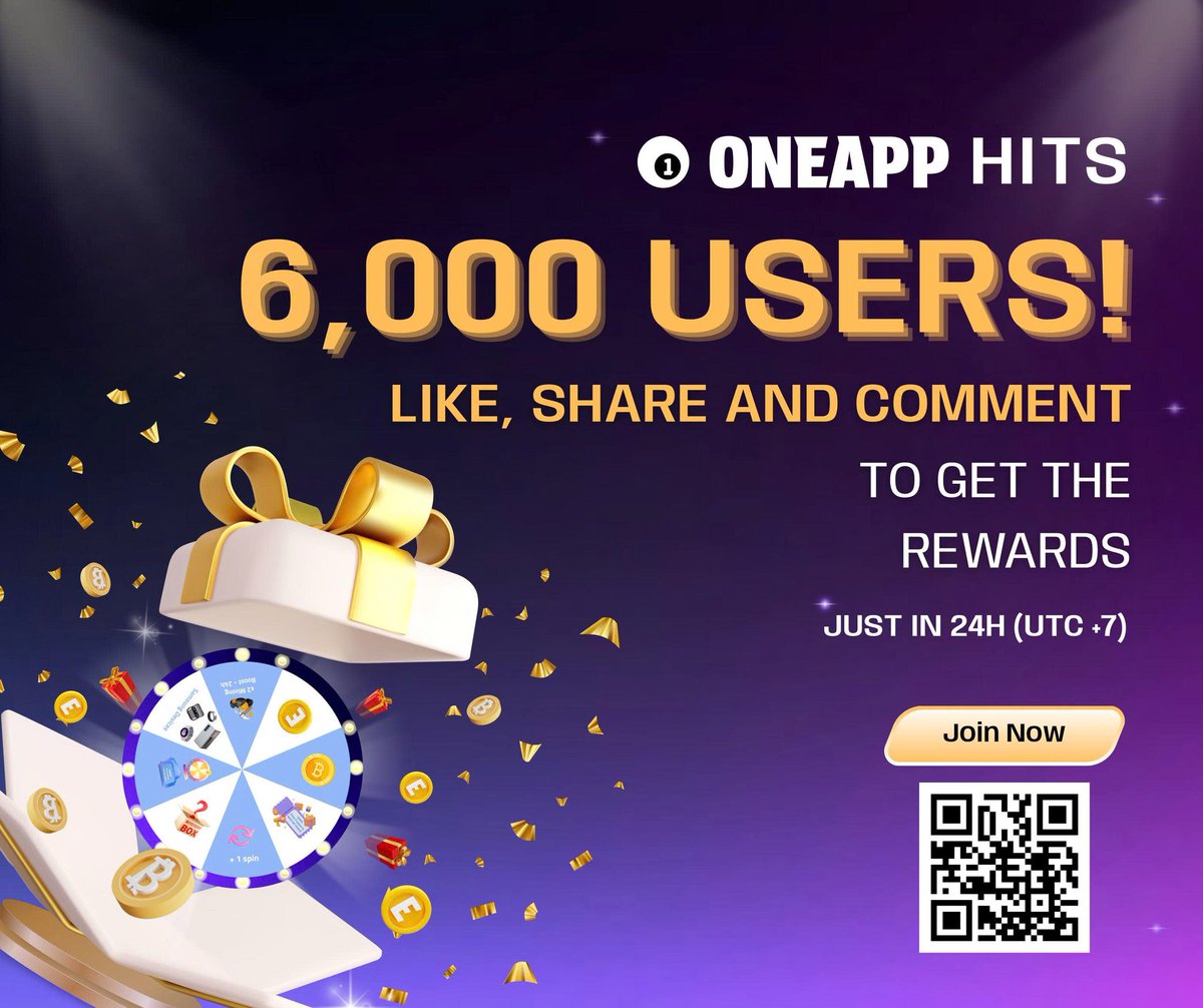 OneAppPlatform's tweet image. 🎉 ONEAPP HITS 6,000 USERS!

🔥 Rewards (10:30 AM Sep 5 – 10:30 AM Sep 6, UTC+7):

👉 Like/Comment/Repost this post → get 🎁 6000 Points + 🎁 Mystery Gift (after event)

📸 Send proof + email to our Telegram Community!

#OneApp #OneWallet