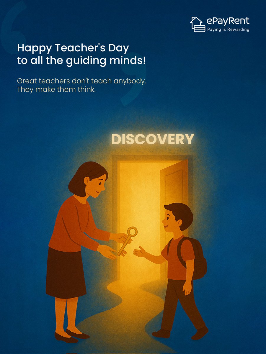 ePayRent_INDIA's tweet photo. Knowledge isn't given, it's unlocked.🔑
To the teachers who light the path of discovery - Happy Teacher's Day!

#ePayRent #fintech #digitalpayments #TeachersDay2025 https://t.co/bRatOFgCT1