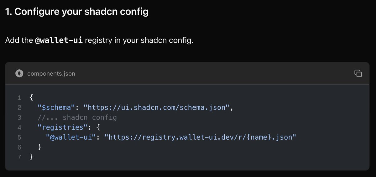 Configuring shadcn config with Wallet UI registry
