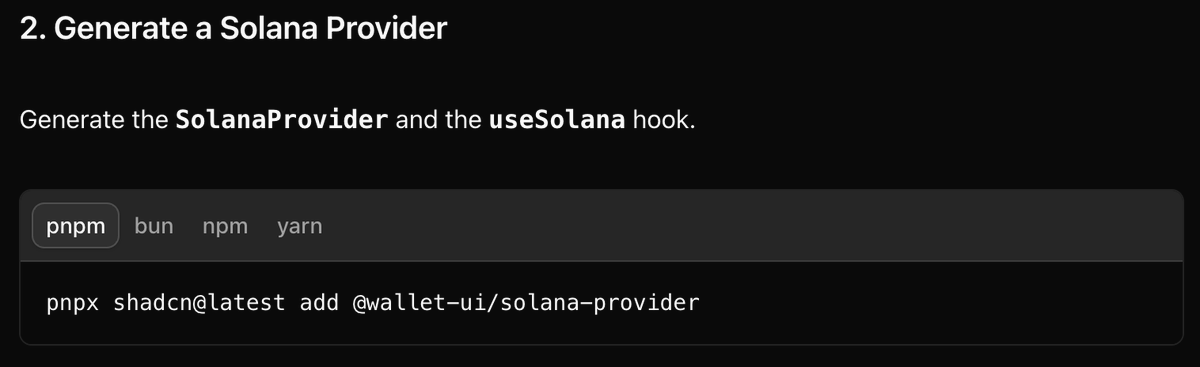 Generating Solana Provider with shadcn CLI