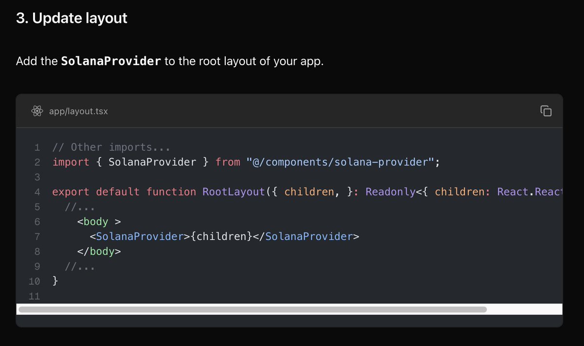 Updating app layout with SolanaProvider