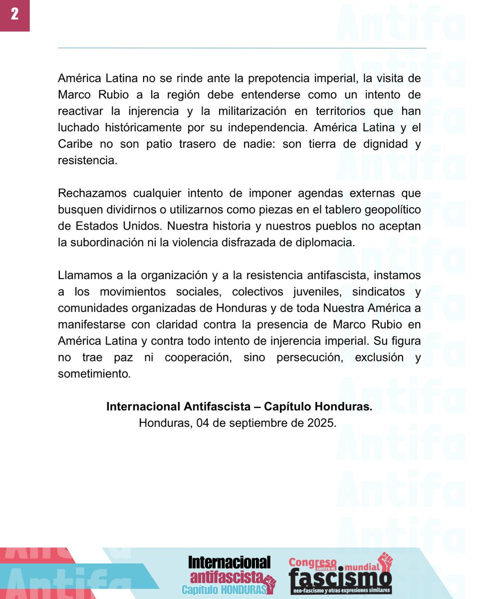 Internacional Antifascista Cap. Honduras tweet media