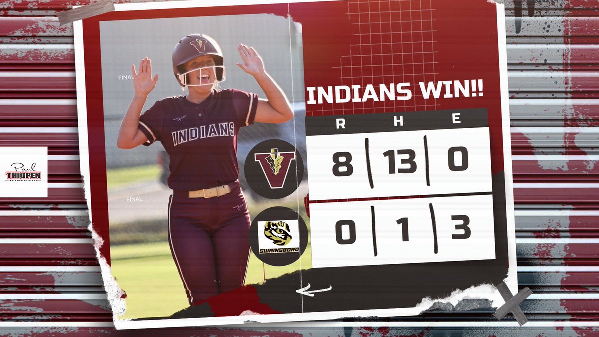 Indians move to 3-0 in Region play with 8-0 victory over Swainsboro. Tori Polke gave up zero runs and only 1 hit while striking out 7. Offensively, the Indians racked up 13 hits led by Sadie Berry and Tori Polke with 3 each.  Berry and Anastyn Blewett each had 2RBI also.