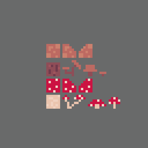 QOQ_Games's tweet photo. Mushroom tiles (big and small) 
#pixelart #aseprite #gamedev #indiedev #Mushroom https://t.co/8JC2x5Pjc6