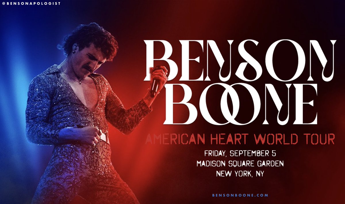 BensonApologist's tweet photo. TONIGHT, Benson Boone will achieve his life-long dream of playing Madison Square Garden, the world's premier arena!

A major announcement is expected at some point during the show.

Follow for live updates, and follow @BritishBoone for info on fan projects. https://t.co/7xSxO67lDY