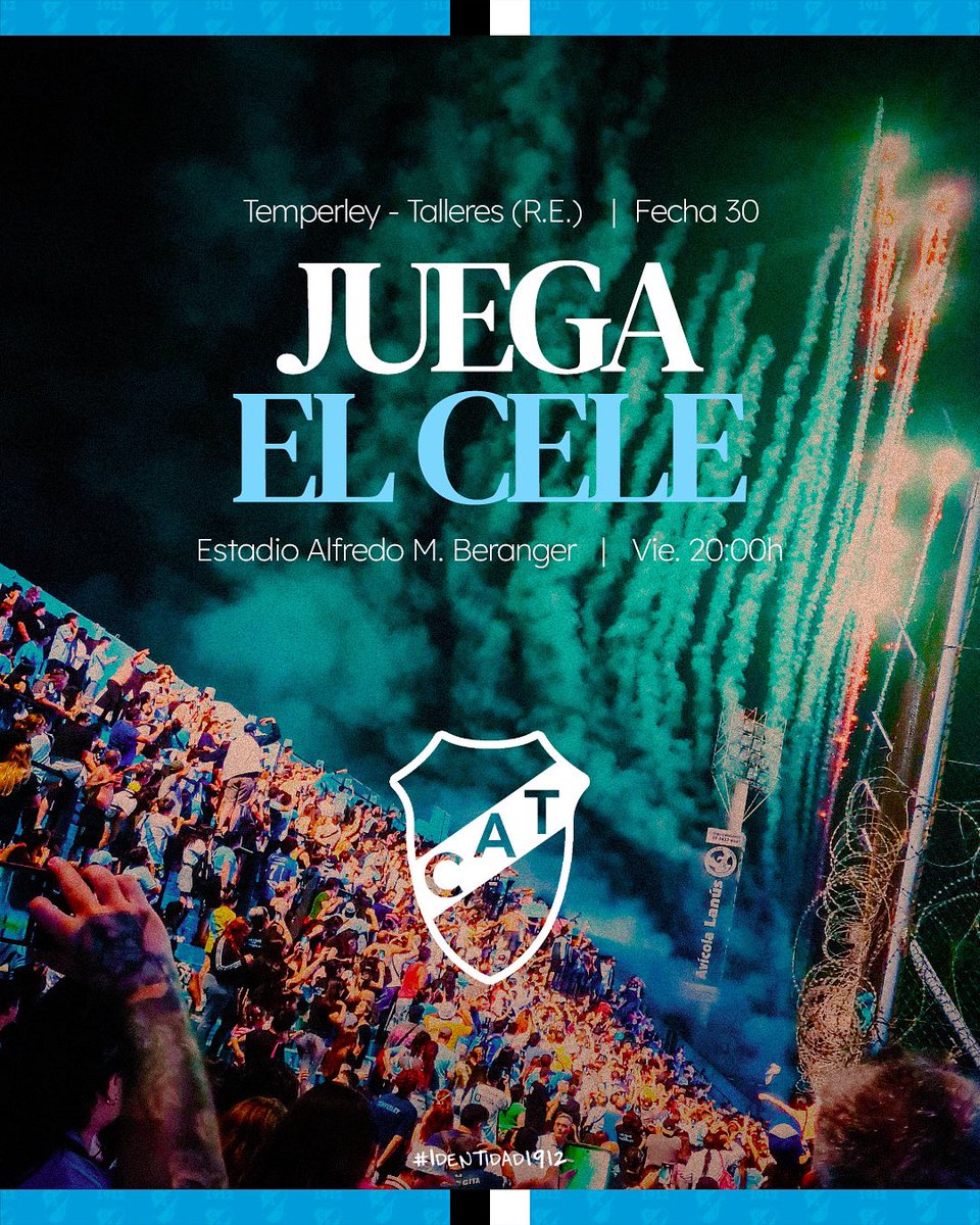 #JuegaElCele 🩵⛽️

🕘 20:00hs
🏆 Torneo Nacional
#️⃣ Fecha 30
🆚️ Talleres R.E.
🏟 Estadio Alfredo Beranger
👤 Bruno Amiconi 
📺 TyC Sports Play