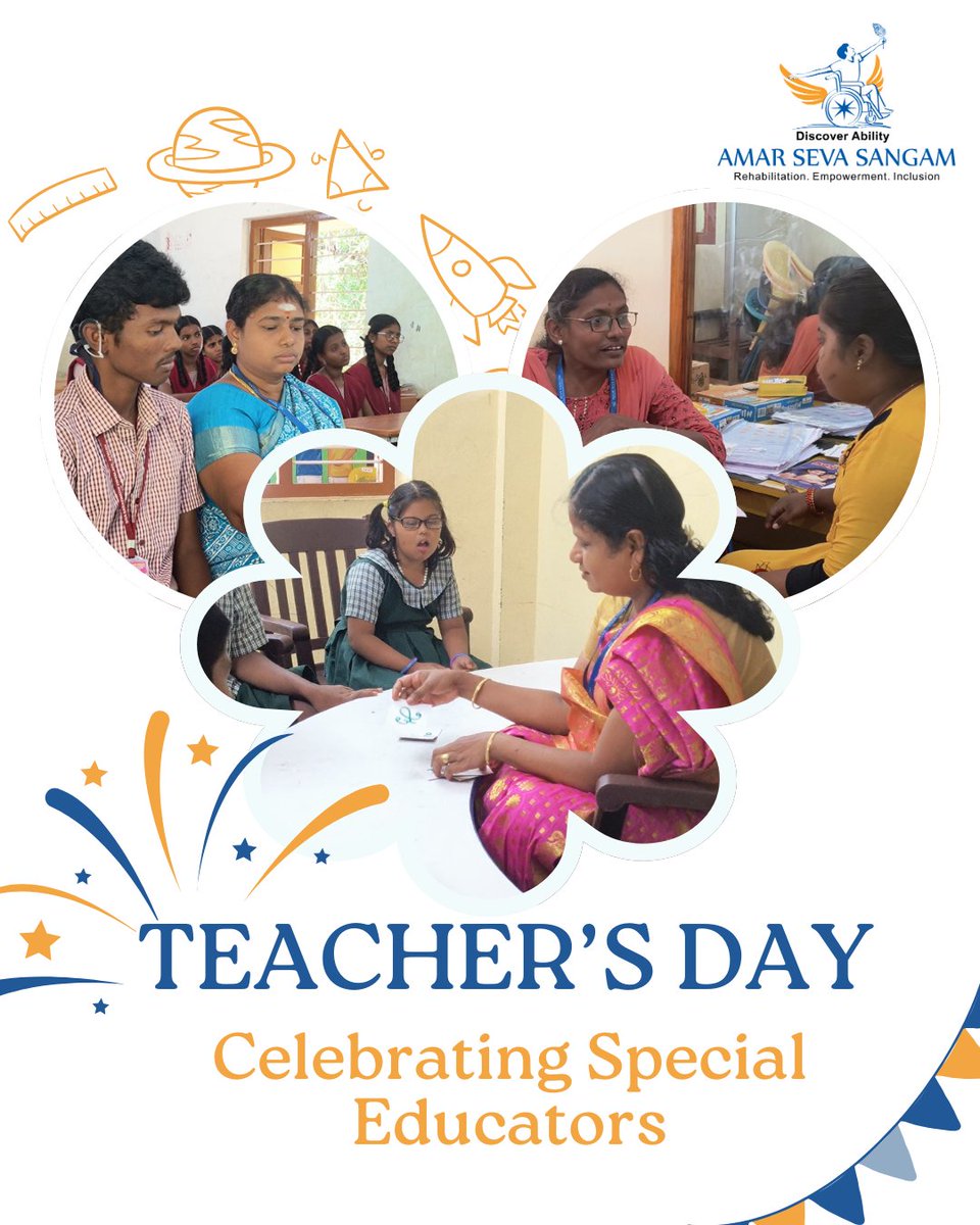 amarseva's tweet photo. 🌸 #TeachersDay 🌸
Saluting special educators who empower 100K+ children with disabilities through Amar Seva Sangam #EnablingInclusion® &amp; Nalam Nadi Apps. 💚 True classrooms are built on courage &amp; hope.
#InclusiveEducation #SpecialEducators #DiscoverAbility #ASSA https://t.co/KEDDGxijpe