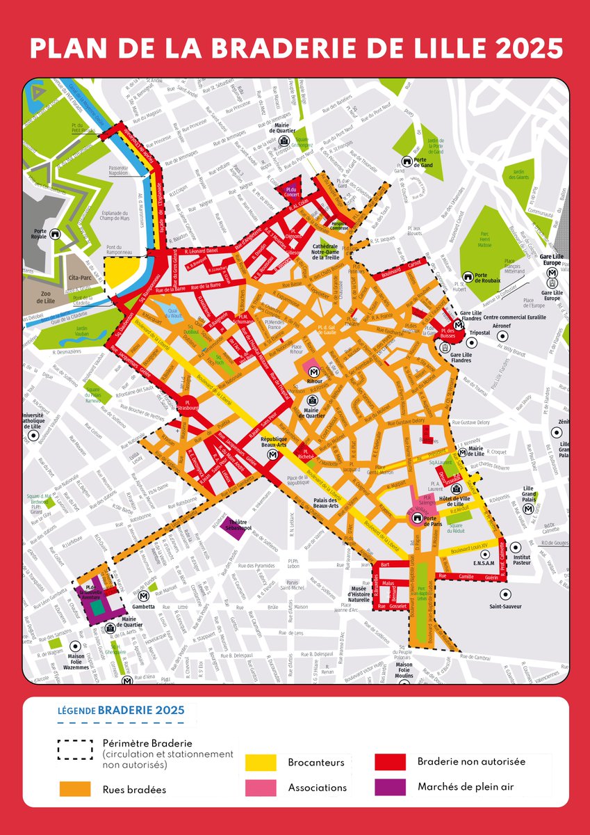 #braderiedelille 

🍟Ce week-end se tient la braderie de <a href="/lillefrance/">Ville de Lille</a>.

Accès, circulation et stationnement : retrouvez toutes les informations pratiques sur lille.fr/fr