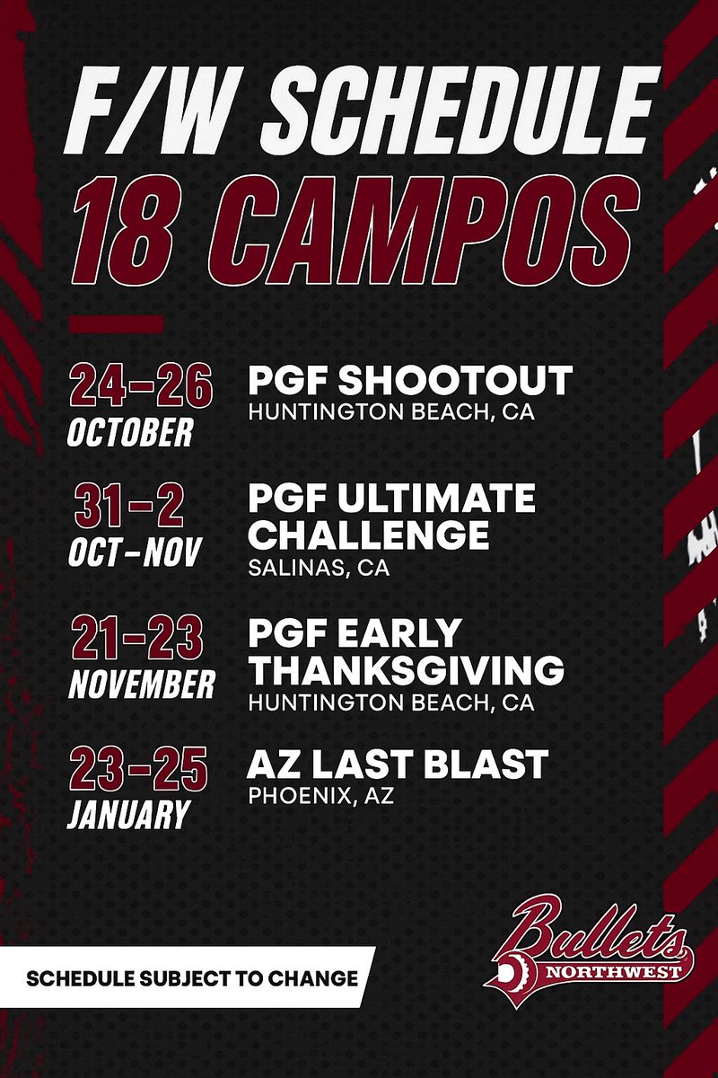 Fall schedule drop! So excited to compete with my team this fall. 
Go Bullets! 🔥 🥎 
<a href="/BulletsNw/">NW Bullets Softball</a>