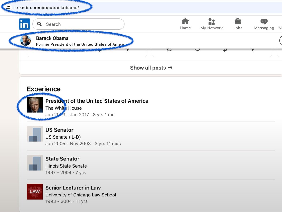 AghniDev's tweet image. See the screenshot for proof — Obama's profile lists "President of the United States" with Trump's pic! A wild glitch indeed. Stay tuned for updates! #SocialMediaFail #TechHumor #GlitchAlert
(4/4)