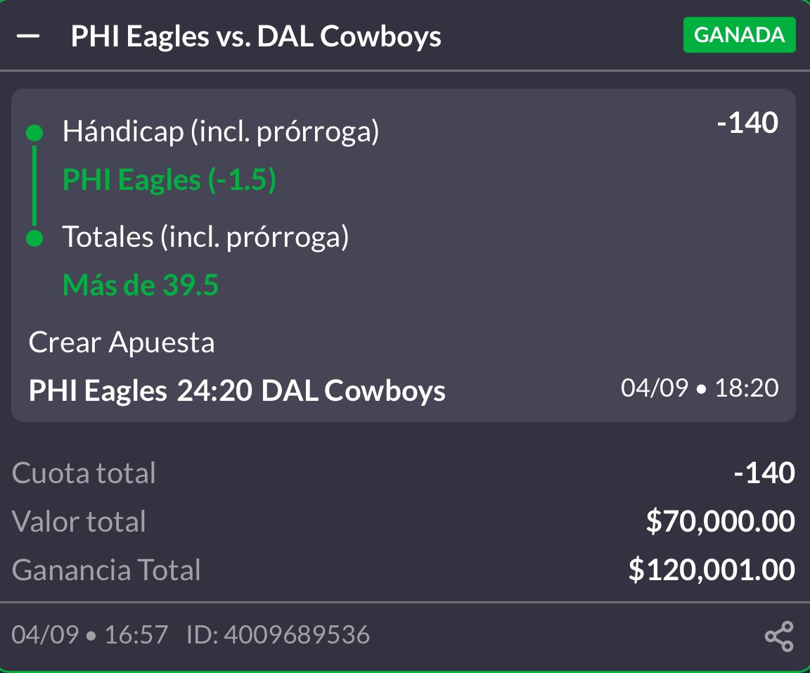 ElReyApostador_'s tweet photo. PRIMER PARTIDO DE NFL Y YA GANE 50 MIL PESOS. ABRAZO A TODOSS LOS QUE ESTÁN BIEN MONTADOS EN MI BARCO. REVIENTEN LOS ❤️ PARA FREES DIARIO. BENDITA NFL. https://t.co/zvaZ5vXhxQ