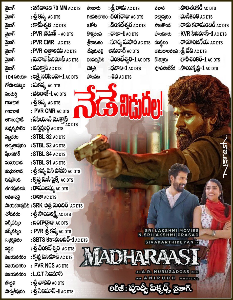 PoorviPictures's tweet photo. Our 2 movies #Madharaasi &amp; #LittleHearts releasing today… Watch the movies at your nearest theatres.

#LittleHeartsOnSep5th #MadharaasiFromSep5 @connect2vamsi @Mouli_Talks @TheBunnyVas @etvwin @SriLakshmiMovie @Siva_Kartikeyan @ARMurugadoss @anirudhofficial https://t.co/ZIb2GjAkxW