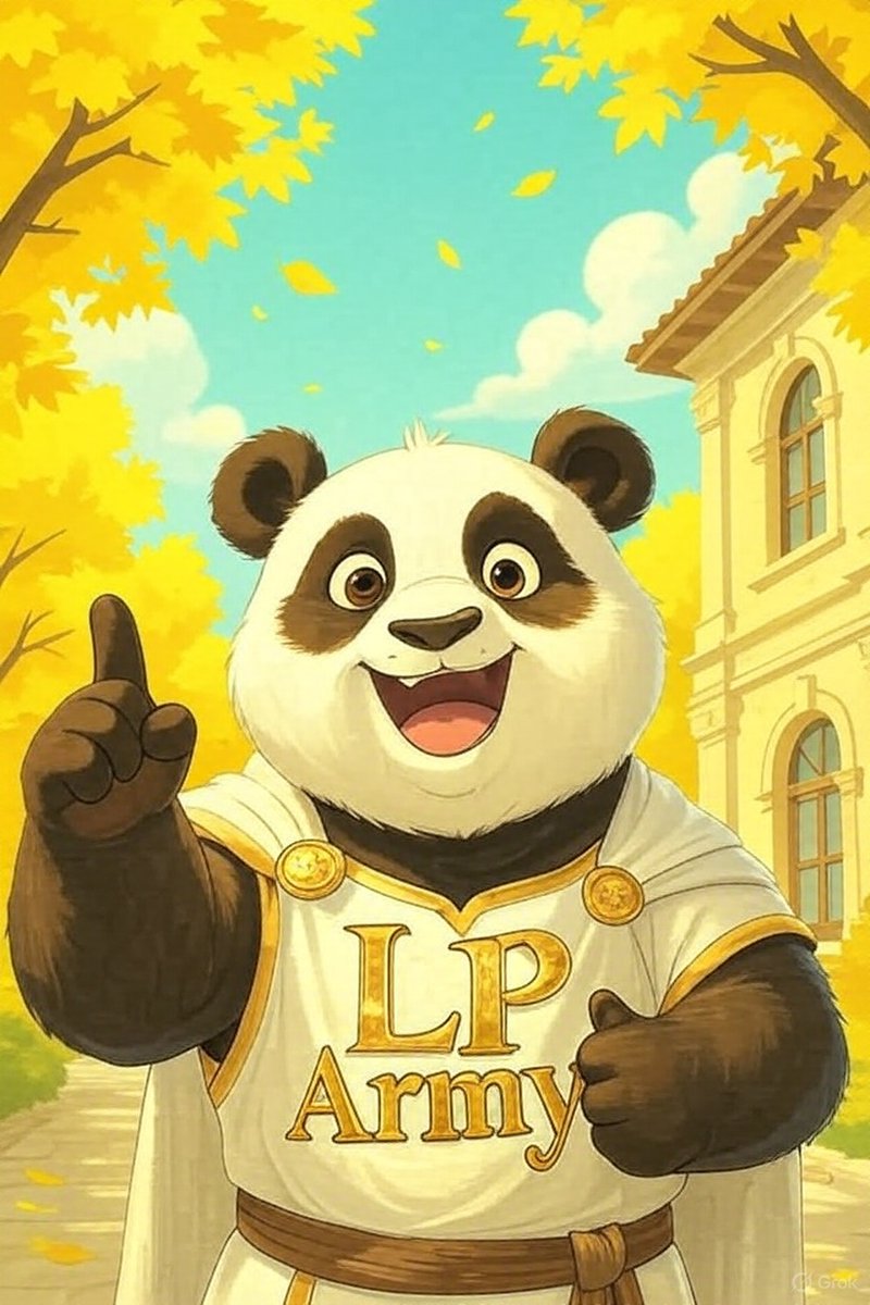 아카데미에서 엄지손가락을 치켜드는 LP 군단 토가를 입은 판다 일러스트