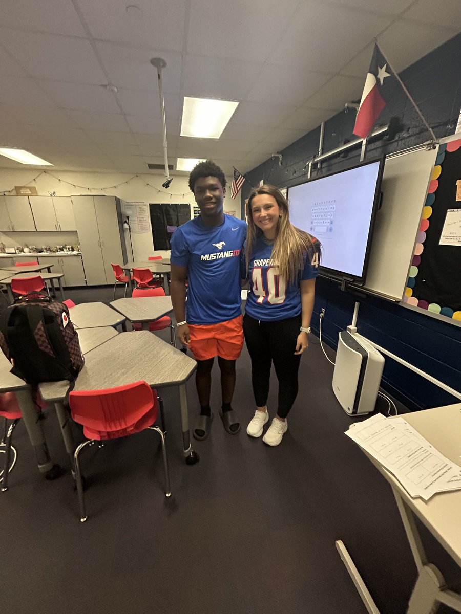 Not only did I give my teacher my jersey to wear for game day to thank her for her kindness and Everything she does but we also came out with the win against Birdville <a href="/GHSMustangsFB/">GHSMustangsFootball</a> <a href="/coachrsmith12/">Coach Ryan Smith</a> <a href="/GHSFBBooster/">Grapevine Mustangs Football Booster Club</a>