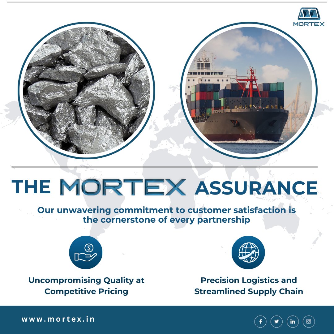 MortexIndia's tweet image. At Mortex, we strive to establish great partnerships through our unwavering dedication to customer satisfaction. 

Visit mortex.in to learn more.

#mortexgroup #ferroalloys #ferroalloymanufacturing #logistics #ferroalloymarket