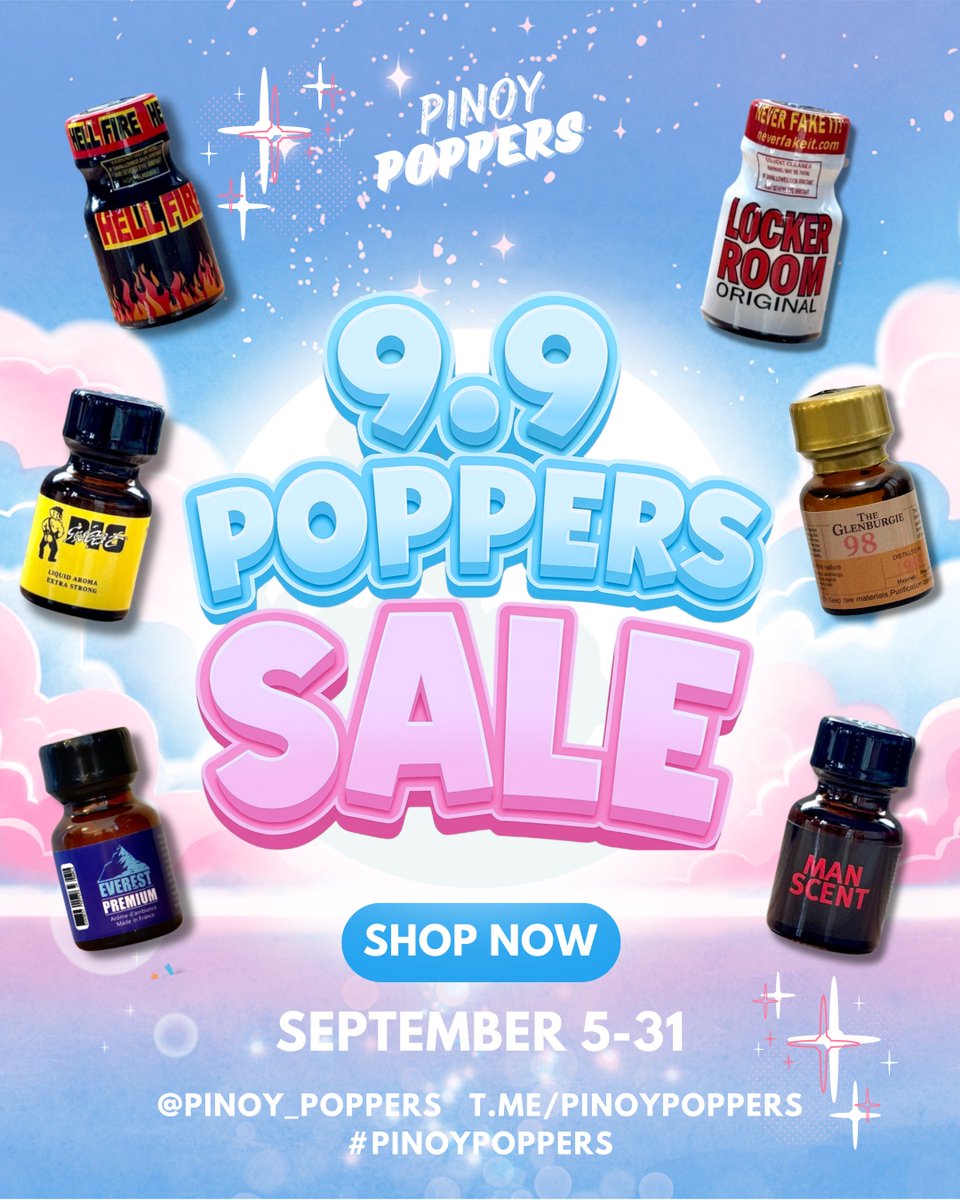 Pinoy Poppers (@pinoy_poppers) on Twitter photo 9.9 POPPERS SALE
๐ September 5-31 only!
The future of Pleasure is Pinoy Poppers โจ
๐ต๐ญ Nationwide Delivery via J&T Express
๐๏ธ Same Day Deliver via Lalamove
Order now!
๐ฉ DM <a href="/Pinoy_Poppers/">Pinoy Poppers ๐ต๐ญ | 130k</a>
๐ฌ TG t.me/PinoyPoppers
#PinoyPoppers #PoppersPhilippines #Poppers #PoppersManila 9.9 POPPERS SALE
๐ September 5-31 only!
The future of Pleasure is Pinoy Poppers โจ
๐ต๐ญ Nationwide Delivery via J&T Express
๐๏ธ Same Day Deliver via Lalamove
Order now!
๐ฉ DM <a href="/Pinoy_Poppers/">Pinoy Poppers ๐ต๐ญ | 130k</a>
๐ฌ TG t.me/PinoyPoppers
#PinoyPoppers #PoppersPhilippines #Poppers #PoppersManila