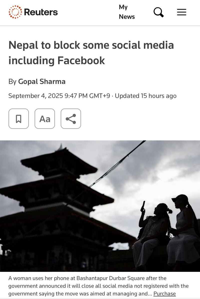 wrathofgnon's tweet image. Interesting move from Nepal: &quot;We gave them enough time to register and repeatedly requested them to comply with our request, But they ignored and we had to shut their operations in Nepal.&quot; Sayonara Facebook Nepal.
reuters.com/sustainability…