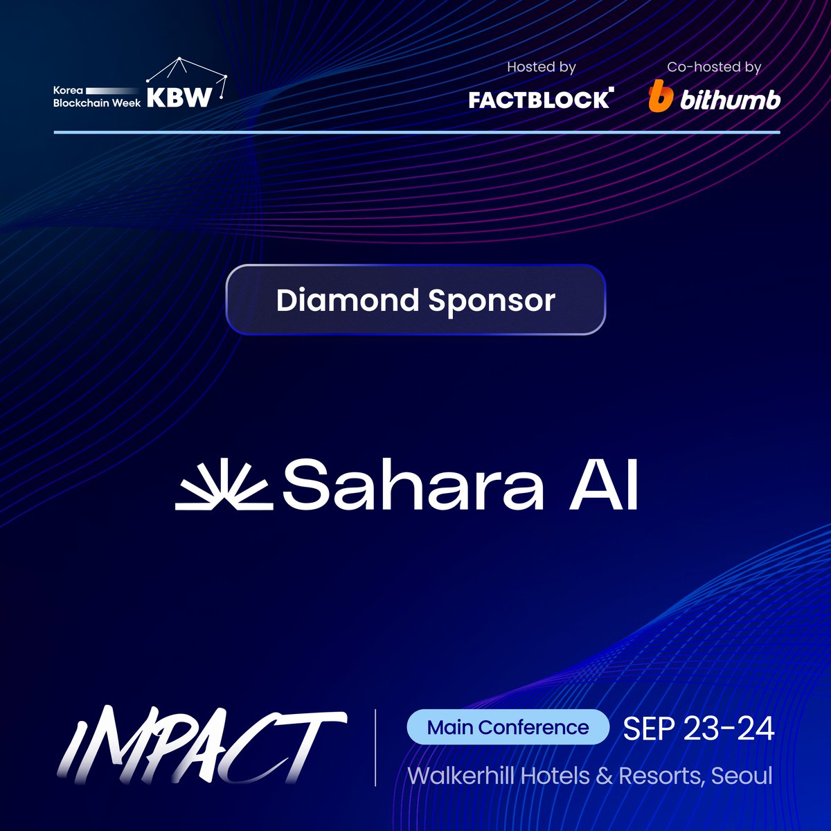 Presenting @SaharaLabsAI  as Diamond Sponsor of #KBW2025: IMPACT!

Sahara AI is the AI-native blockchain platform where anyone can create, contribute to, and earn from AI. Built on the Sahara Blockchain, contributors earn rewards through Data Services Platform; AI Developer