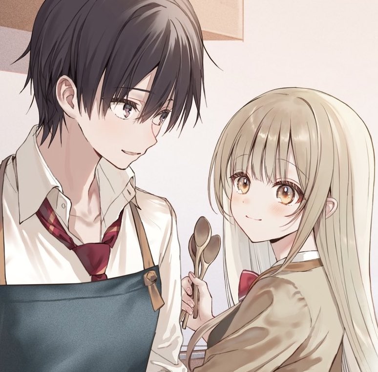 「彼氏さんと一緒に料理」|はねこと🌻お隣の天使様/アニメ放送中໒꒱のイラスト