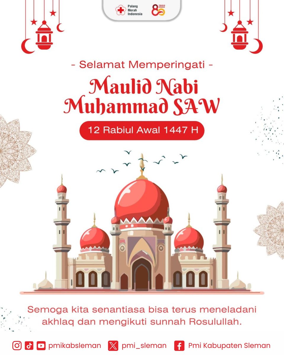 PMI Kabupaten Sleman mengucapkan Selamat Memperingati Maulid Nabi Muhammad SAW

Mari kita hidupkan nilai-nilai kemanusiaan seperti menolong tanpa pamrih, memaafkan tanpa syarat, dan mencintai tanpa batas. 

#MaulidNabi
#TebarkanKebaikan
#pmikabsleman
#pmisleman