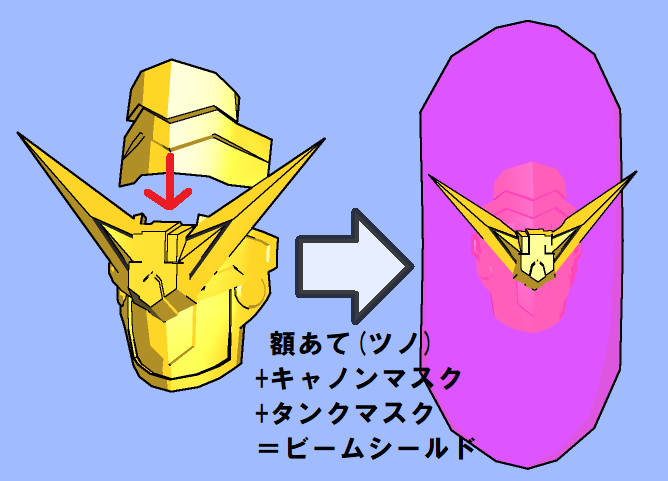 DivideTW's tweet image. ●ガンタンク・ザ・ゴールド_あたまデケー!!!!問題
　タンクフェイスがデカい為、殆ど作り直しに…

修正理由は『横から見ると前にとび出てる＆巨神体のバックユニット時もだいぶデケー』という感じです。

※オマケ
1.外した余剰パーツで巨神体の盾をでっちあげ
2.キャノンの砲台を更新
#SDガンダム