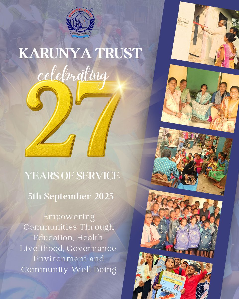 Karunya Trust turns 27!!! ✨

A heartfelt thank you to all our well wishers, donors and supporters who made this journey meaningful 🤍🤍🤍

27 Years of transforming lives, empowering communities and spreading hope ♥️