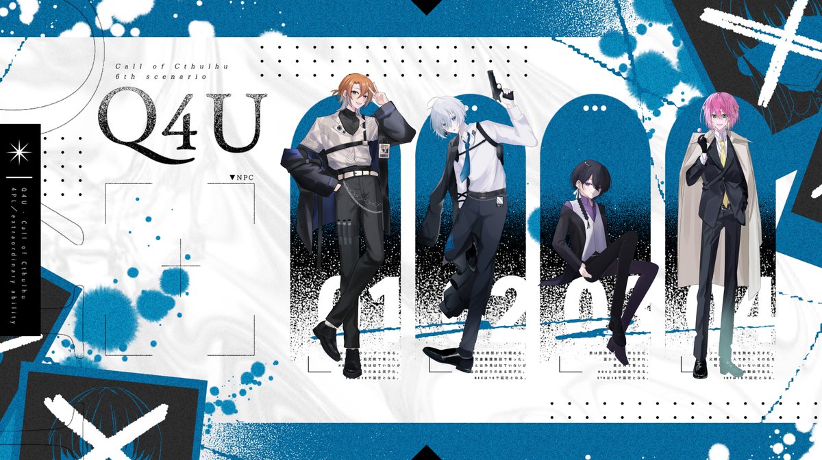 .
▮ ᴄᴀʟʟ ᴏғ ᴄᴛʜᴜʟʜᴜ              
       『 Q4U 』

｜ ᴋᴘ ︴よくや

｜ ᴘᴄ・ᴘʟ
　 ʜᴏ¹  珠百 仍        ︴さとうしお
　 ʜᴏ²  珠百 あこ    ︴u①
　 ʜᴏ³  ︎桑生 琉麻　︴さざっぱ
　 ʜᴏ⁴  片桐 桃舞　︴なちょ

(敬称略)

︎✿ ᴇɴᴅ - シナリオクリア 全生還
.