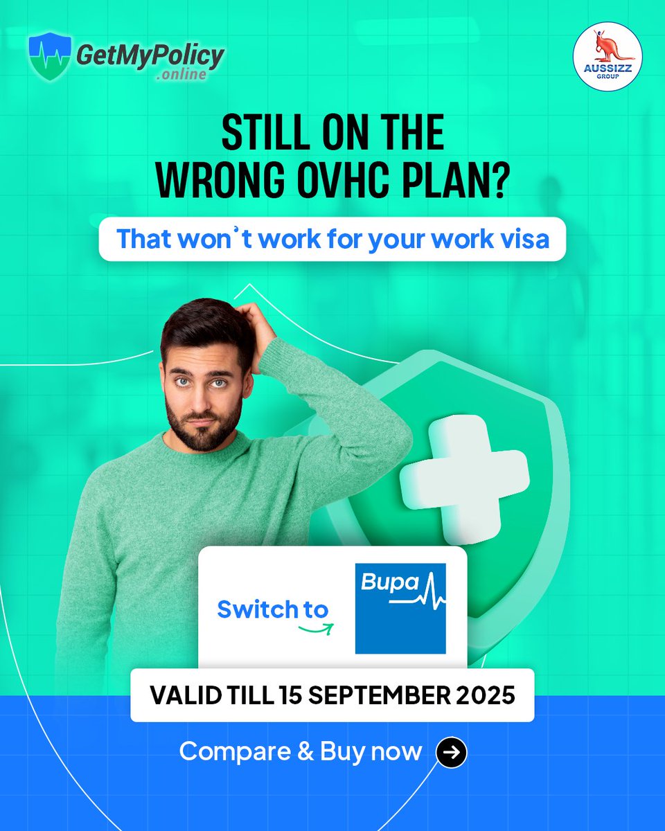 Heading to Australia on a work visa?

Stay compliant &amp; protected with a 𝐁𝐮𝐩𝐚 𝐎𝐕𝐇𝐂 plan.
✅ Visa-ready health cover
✅ Trusted healthcare network
✅ Easy to switch

𝐁𝐮𝐲 𝐍𝐨𝐰: getmypolicy.online/ovhc

#Bupa #OVHC #WorkVisa #VisaCompliance #Australia