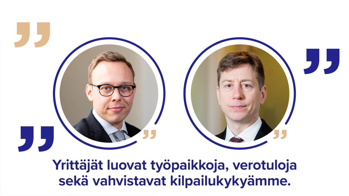 ”Yrittäjien rooli on ollut keskeinen Suomen kehityksessä ja vakauden rakentamisessa vuosikymmenten ajan – ja heidän merkityksensä tulee olemaan yhtä ratkaiseva myös tulevaisuudessa”, toteavat <a href="/MatiasMarttinen/">Matias Marttinen 🇺🇦</a> ja <a href="/SakariPuisto/">Sakari Puisto</a>. 

Lue lisää 👇

tem.fi/-/ministerit-m…