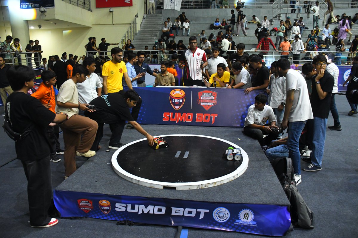 technoxian's tweet image. The Sumo Bot battles at Technoxian World Cup 9.0 were nothing short of electrifying.

Bots locked horns, pushed limits, and fought with sheer power and strategy to claim dominance inside the ring 

#Technoxian #WorldCup9 #SumoBot #RoboticsBattle #Innovation #FutureIsNow