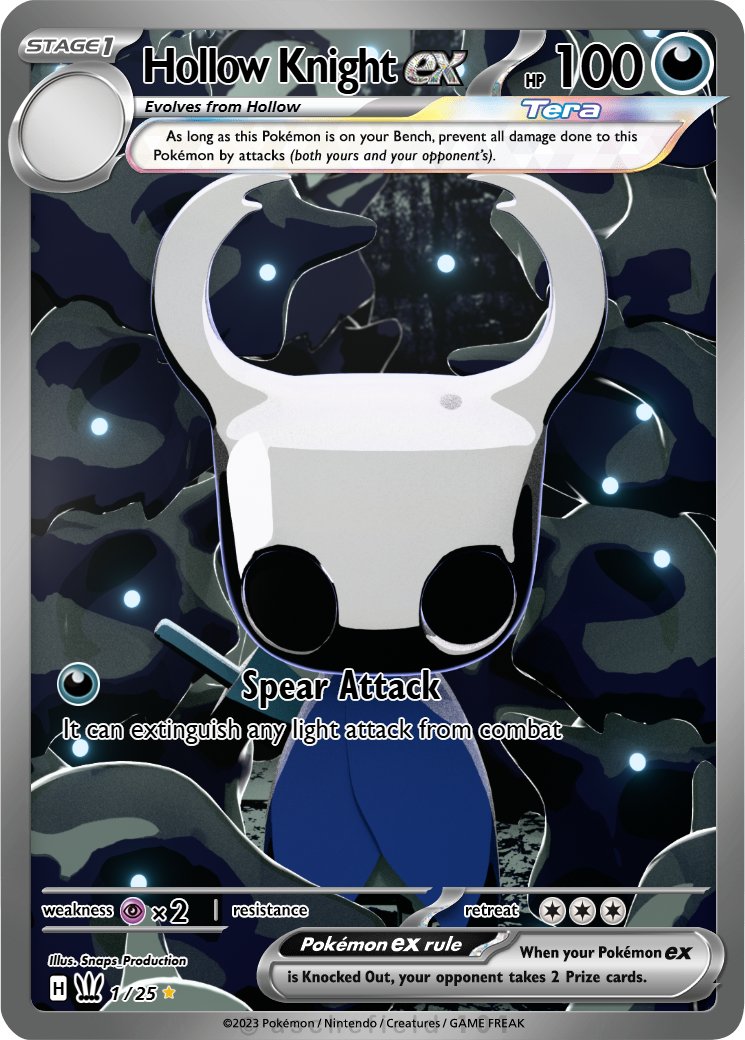 I decided to make my Hollow Knight card into a pokemon card #hollowknighr #silksong #pokemon #blender I decided to make my Hollow Knight card into a pokemon card #hollowknighr #silksong #pokemon #blender