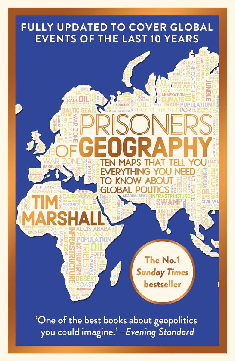 spookysilver's tweet image. book notes (46 of b)
-------------
1/15

Prisoners of Geography 
by Tim Marshall 
@Itwitius
(356 pgs, Published 2015)
(#booknotes from 2023)

Context:
------------
These #booknotes are not book reviews, nor book summaries. Just my high-level thoughts on the book along with some…