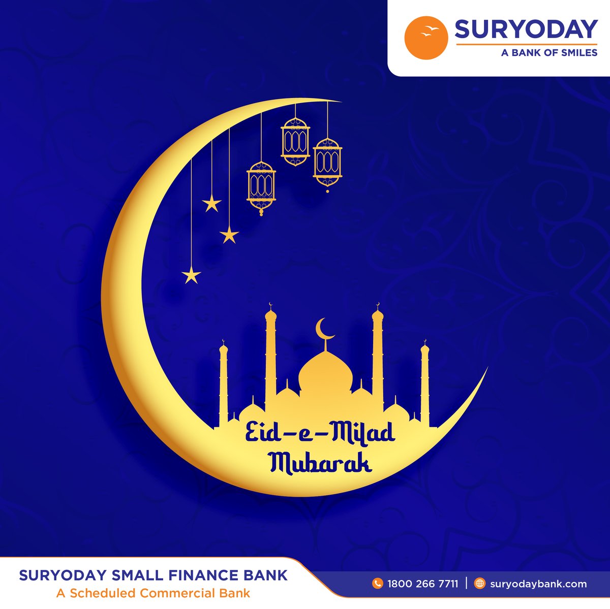 SuryodayBank's tweet image. We extend our heartfelt greetings and best wishes to you on the blessed occasion of Eid-e-Milad!

#eid #celebrations #8yearsofsmiles #ssfb #bankofsmiles #suryodaybank