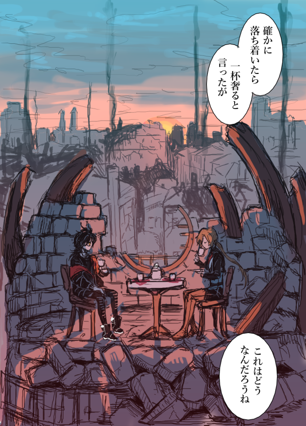 「背景ちゃんと描いてる絵」|原稿の弁柄丸のイラスト