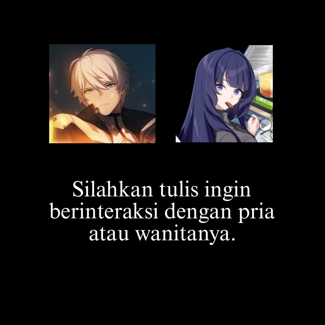 !2DFess Halo, kami berdua karakter orisinil dengan rupa di tertera sedang ingin menambah pertemanan. Kalian bisa menjatuhkan kata kunci atau IC dengan bahasa yang diinginkan, atau repost cuitan ini untuk interaksi nanti. Terima kasih.
