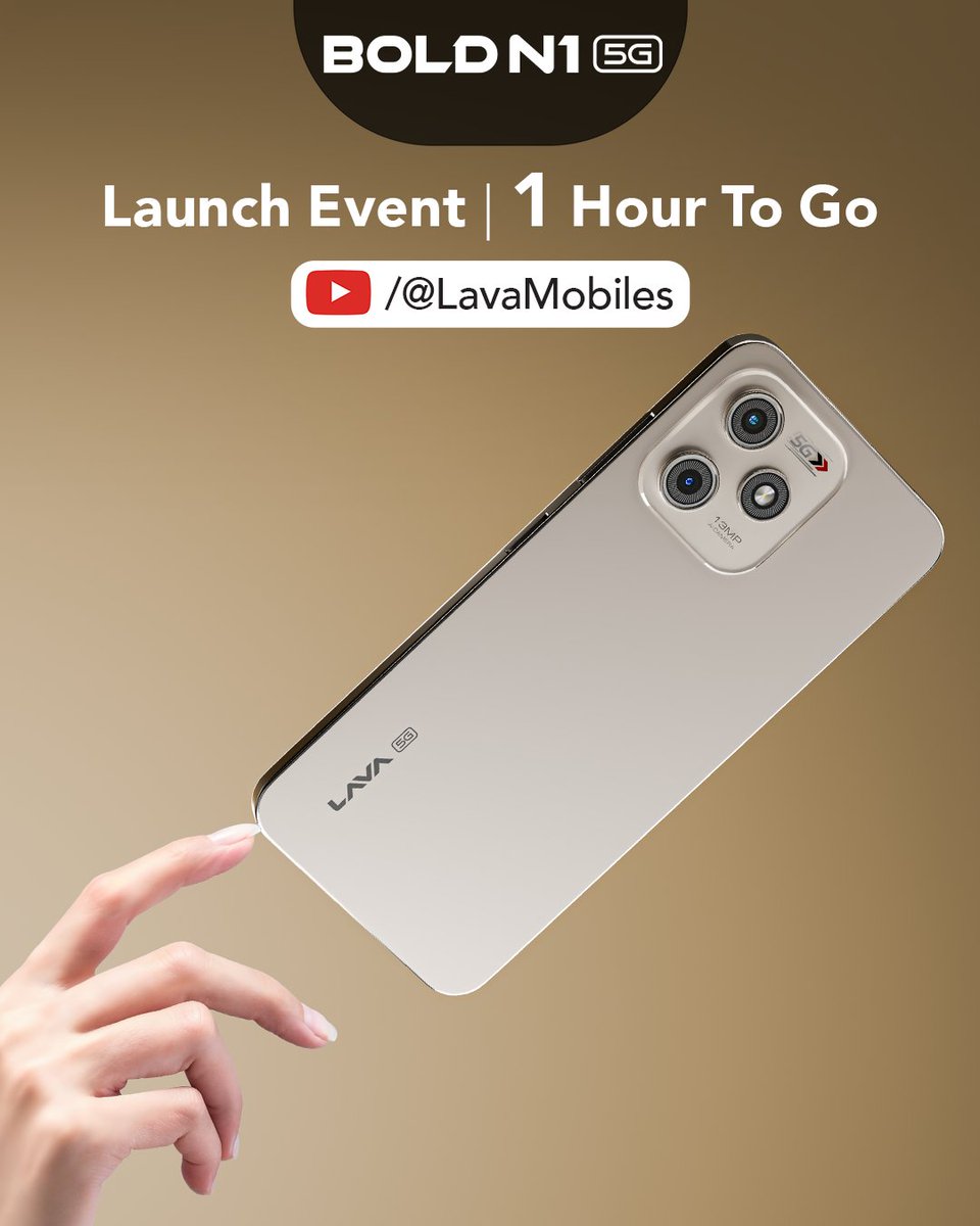 LavaMobile's tweet image. Bold N1 5G — 1 Hour to go!
Live #Giveaway – 3 winners* win Bold N1 5G
 👉bit.ly/42cqFzq
Questions are here:
1. Top 3 Features That Define BOLD N1 5G
2. Exclusive Services You’ll Find Only with LAVA
3. What Makes BOLD N1 5G a Real 5G Smartphone?
*T&C Apply