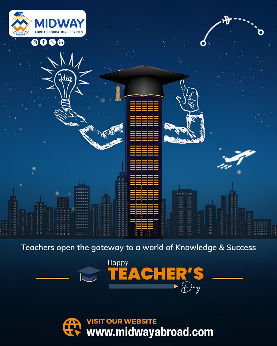 midwayabroad's tweet image. On this Teacher’s Day, we honor the mentors who inspire dreams and empower journeys beyond boundaries. 💡❤️

👉 At Midway Abroad Education Services, we believe every great journey starts with the wisdom of a teacher.

#happyteachersday #midwayabroad #knowledgebeyondborders