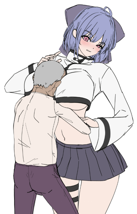 エロ爺に抱き着かれてる立ち絵ラフ 