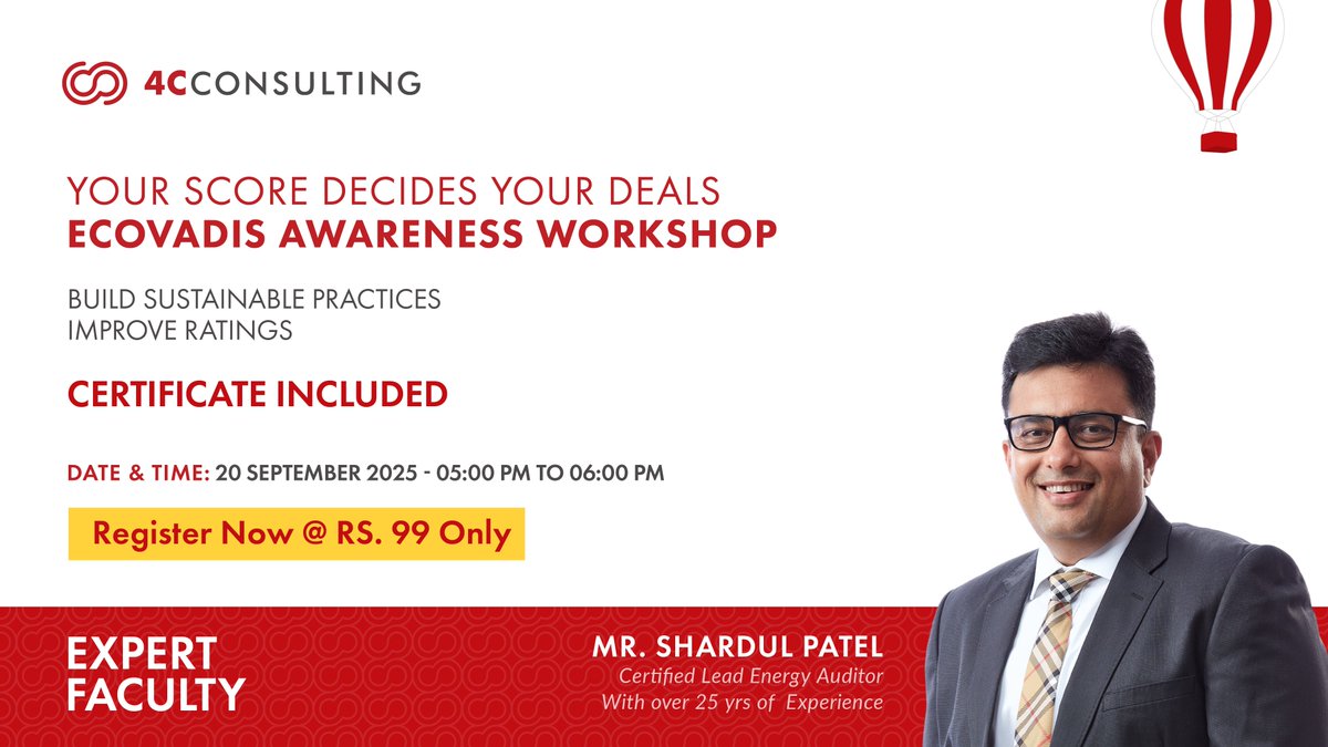 4CPL_Official's tweet image. One low EcoVadis score = lost global deals.
Don’t risk it. Learn to build sustainable practices & improve ratings.
👉 Register now @ ₹99 Only!
Secure Your Spot Now: shorturl.at/pAsgH
#Sustanability #trainingprogramme #BusinessSolutions #4CPL_Official