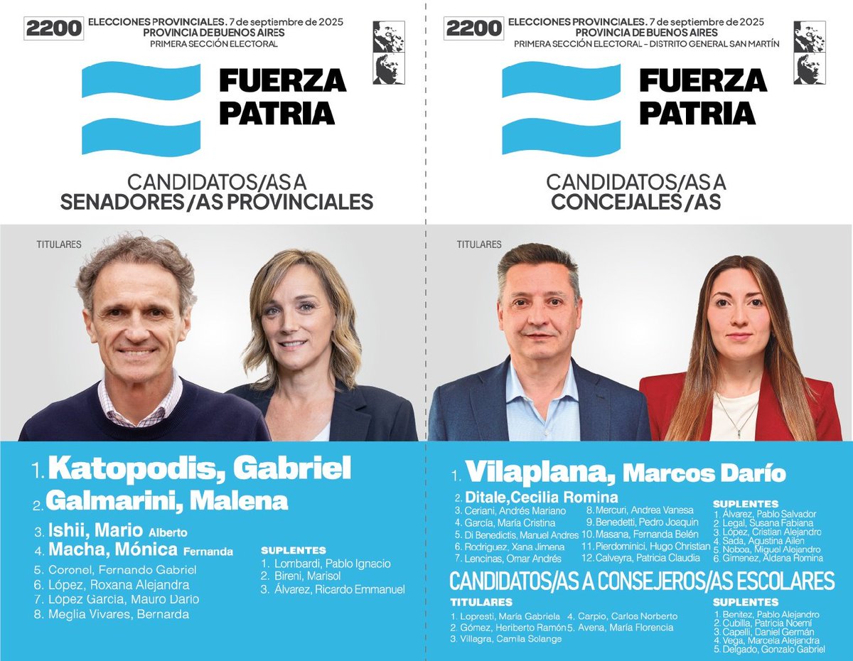 El domingo elegimos: frenar a Milei o seguir construyendo un futuro para todos.

Con la boleta de Fuerza Patria, junto a <a href="/gkatopodis/">Gabriel Katopodis</a>, defendamos San Martín y levantemos la esperanza en Argentina.

#DefendamosSanMartín
#MileiNO