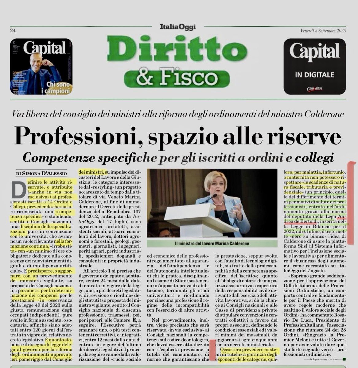 Ringrazio <a href="/ItaliaOggi/">ItaliaOggi</a> per avermi riconosciuto la -primogenitura- legislativa del principio di differimento termini per malattia, infortunio e maternità del professionista, ed il #Governo di #centrodestra per aver confermato l’importanza delle #professioni <a href="/lcd_italia/">LCD</a> <a href="/LegaCamera/">Lega Camera</a>
