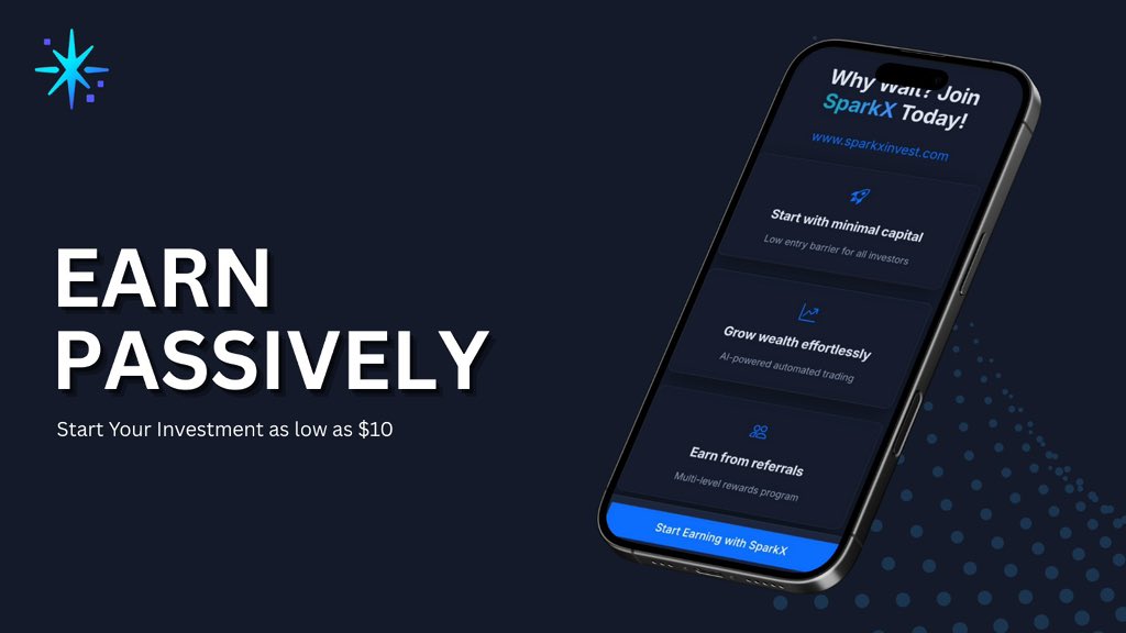 SsparkkX's tweet image. 💸 Start your money stream with just $10 on SparkX.
Invest small. Earn passive. Grow steady.
Your journey to financial freedom starts here.
#SparkX #CryptoLife #TradingMadeEasy