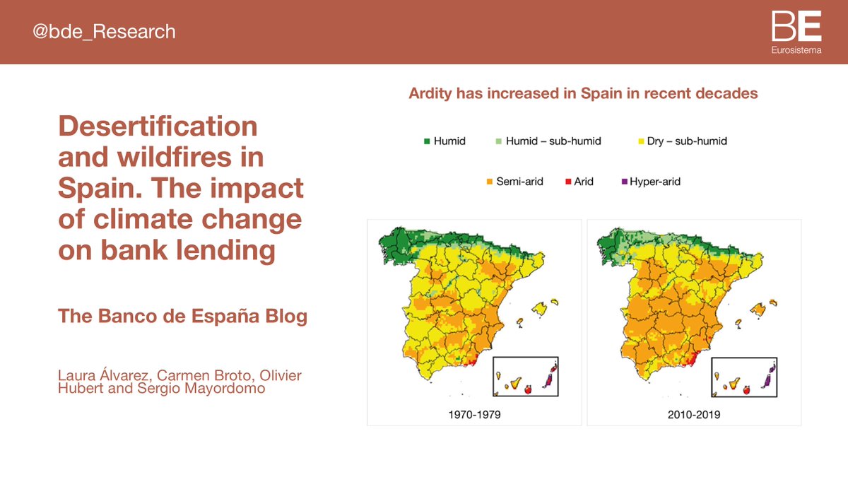 Spain is highly vulnerable to climate risk. Desertification is spreading and, in 2022, Spain accounted for 40% of all hectares burned in the European Union. The financial sector is also feeling the effects, which we at the Banco de España are studying closely. 
More insights on