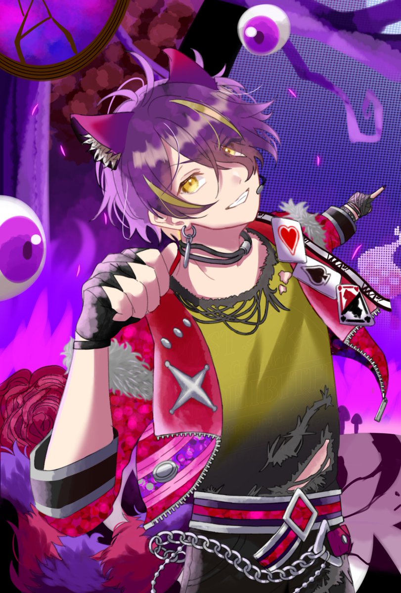 合作で描いた忍くん再掲〜🐱♥️♦️♠️♣️